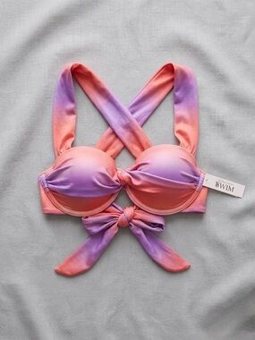 Victoria's Secret Coral to Lavender Ombre Tie-Front Bikini Top